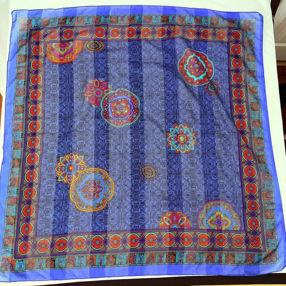 Vintage Colorful Medallion Square Handkerchief Scarf